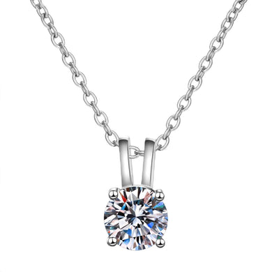 StarGems® Four Prong Minimalist 0.8ct Moissanite 925 Silver Platinum Plated Necklace 40+5cm NX121