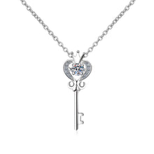StarGems® Crown&Key 0.3ct Moissanite 925 Silver Platinum Plated Necklace 40+5cm NX123