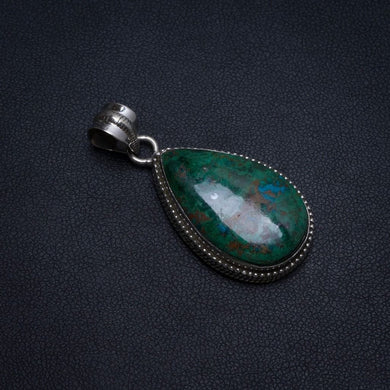 Natural Chrysocolla Handmade Indian 925 Sterling Silver Pendant 1 1/2