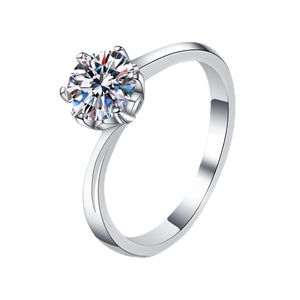 StarGems® Six Prong Simplism Twisted Band 1ct Moissanite 925 Silver Platinum Plated Ring RX028