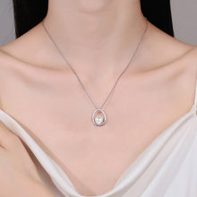 StarGems® 8mm River Pearl Oval Minimalist 0.096cttw Moissanite 925 Silver Platinum Plated Necklace 40+5cm NX072