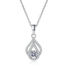 StarGems® Hollow-Out Teardrop 0.3ct Moissanite 925 Silver Platinum Plated Necklace 40+5cm NX095