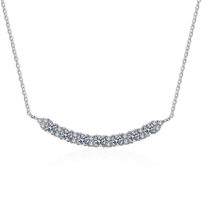 StarGems® Minimalist 0.7cttw Moissanite 925 Silver Platinum Plated Necklace 40+5cm NX106