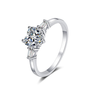 StarGems® Heart Cut 1ct Moissanite 925 Silver Platinum Plated Ring RX055