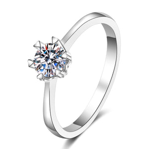 StarGems® Six Prong 0.5-2ct Moissanite 925 Silver Platinum Plated Ring RX033