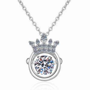 StarGems® Four Prong Crown 0.5ct Moissanite 925 Silver Platinum Plated Necklace 40+5cm NX130