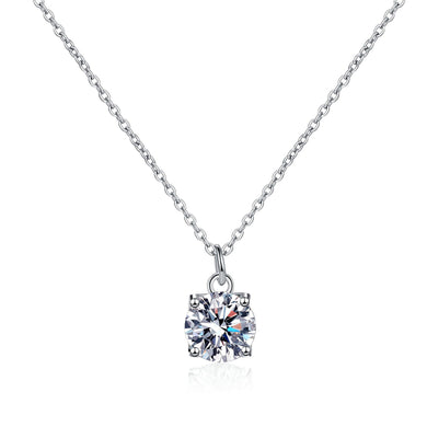 StarGems® Four Prong Minimalist 1ct Moissanite 925 Silver Platinum Plated Necklace 40+5cm NX110