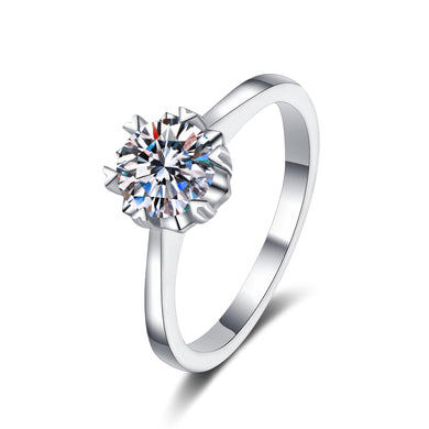 StarGems® Six Prong Heart 1ct Moissanite 925 Silver Platinum Plated Ring RX054