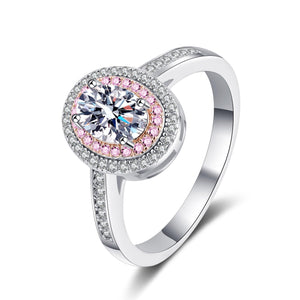 StarGems® Pink Triple Layer Pigeon Egg Four Prong 1ct Moissanite 925 Silver Platinum Plated Ring RX042