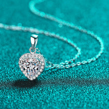 StarGems® Heart-Shape 1ct Moissanite 925 Silver Platinum Plated Necklace 40+5cm NX055