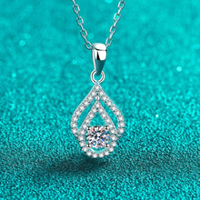 StarGems® Hollow-Out Teardrop 0.3ct Moissanite 925 Silver Platinum Plated Necklace 40+5cm NX095