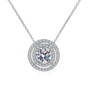 StarGems® Double Layer Four Prong 1ct Moissanite 925 Silver Platinum Plated Necklace 40+5cm NX114