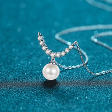 StarGems® 8mm River Pearl Minimalist 0.36cttw Moissanite 925 Silver Platinum Plated Necklace 40+5cm NX082