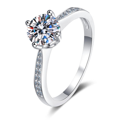 StarGems® Four Prong Simplism 1-3ct Moissanite 925 Silver Platinum Plated Ring RX027