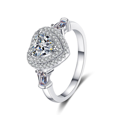 StarGems® Triple Layer Heart Cut 1ct Moissanite 925 Silver Platinum Plated Ring RX051