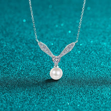 StarGems® 8mm River Pearl Heart-Shape 0.77cttw Moissanite 925 Silver Platinum Plated Necklace 40+5cm NX079