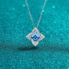 StarGems® Royal Blue Princess Cut 1ct Moissanite 925 Silver Platinum Plated Necklace 40+5cm NX115