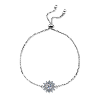 hesy® 0,5 ct Moissanit 925 Silber platiniertes verstellbares Sonnenblumen-Armband B4740