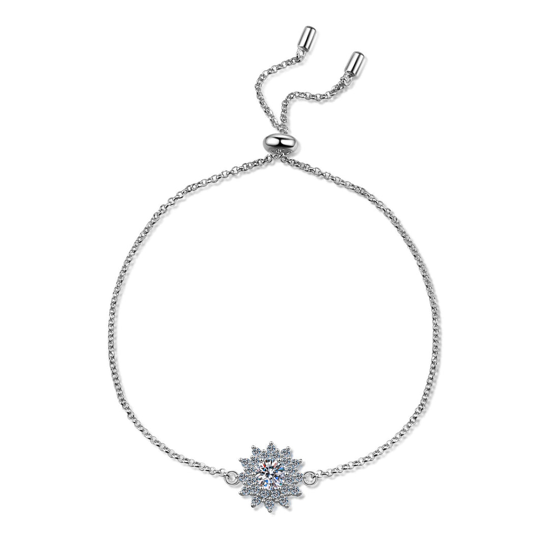 hesy® 0,5 ct Moissanit 925 Silber platiniertes verstellbares Sonnenblumen-Armband B4740