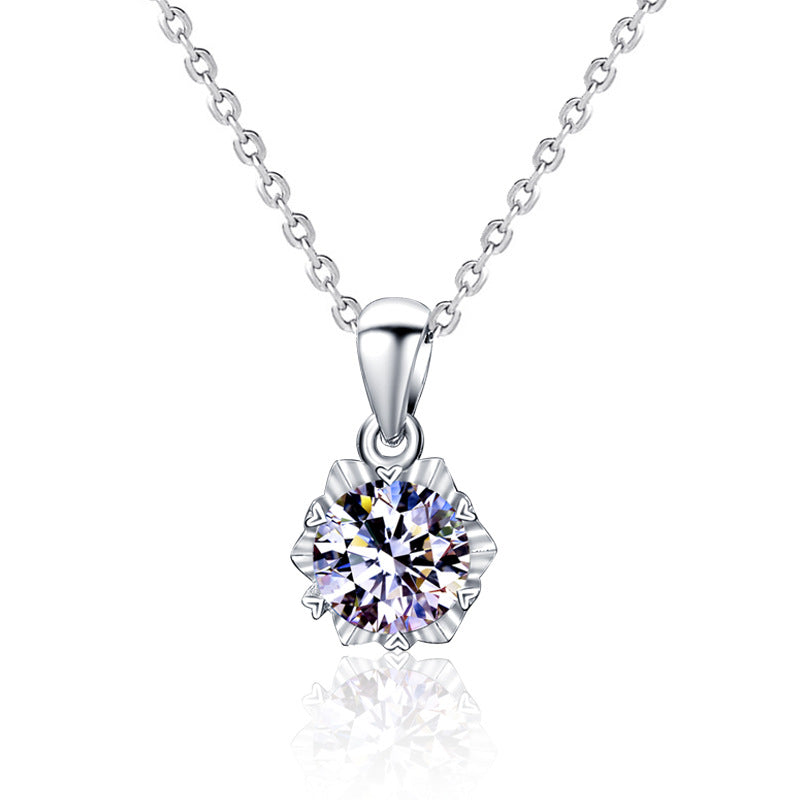 hesy®1ct Moissanite 925 Silver Platinum Plated Snowflake Necklace B4622