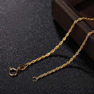 StarGems® Solid 18k Real Yellow Gold Hemp Rope Chain Necklace for Women 45cm ND006