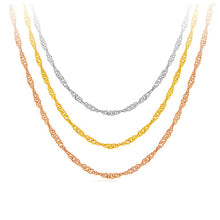 StarGems® Solid 18k Real Yellow/Rose/White Gold Water Ripple Chain Necklace for Women 40-45cm NX001