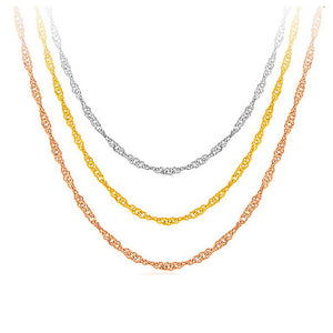 StarGems® Solid 18k Real Yellow/Rose/White Gold Water Ripple Chain Necklace for Women 40-45cm NX001