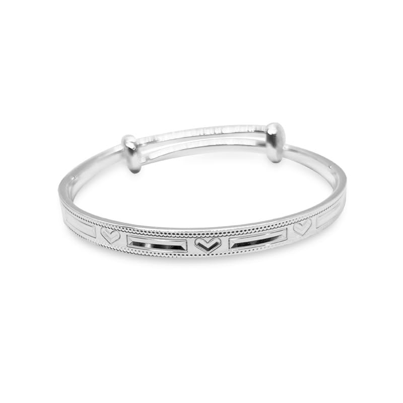 StarGems® Adjustable Heart Handmade 999 Sterling Silver Bangle Bracelet For Women Cb0175