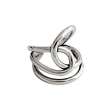 StarGems® Intertwined Lines Adjustable Handmade 925 Sterling Silver Vintage Ring 6.75 C2173