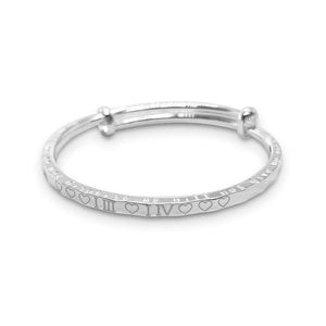 StarGems® Adjustable Carved Heart and Love Handmade 999 Sterling Silver Bangle Bracelet For Women Cb0194