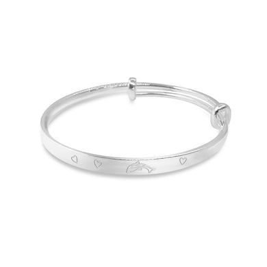 StarGems® Adjustable Carp and Heart Handmade 999 Sterling Silver Bangle Bracelet For Women Cb0193