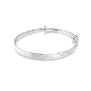 StarGems  Adjustable Carp and Heart Handmade 999 Sterling Silver Bangle Bracelet For Women Cb0193
