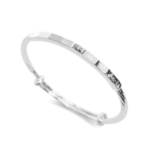StarGems® Adjustable Bamboo-shaped Wide Band Handmade 999 Sterling Silver Bangle Bracelet For Women Cb0198