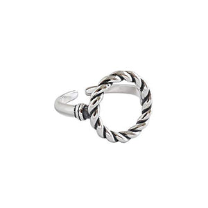 StarGems  Antique Finish Twisted Circle Adjustable Handmade 925 Sterling Silver Vintage Ring 5.75 C2112