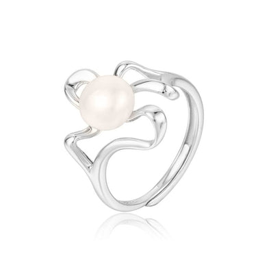 StarGems® Geometric Pearl Adjustable Handmade 925 Sterling Silver Ring C2500