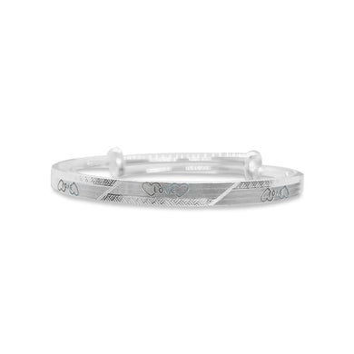 StarGems® Adjustable Carved Love and Heart Handmade 999 Sterling Silver Bangle Bracelet For Women Cb0174