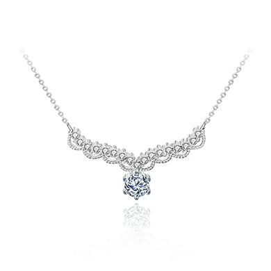 StarGems  0.5ct Moissanite 925 Silver Platinum Plated&Zirconia Deer-Shape Necklace B4606