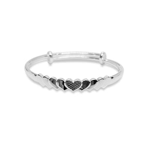 StarGems  Adjustable Piled Heart Handmade 999 Sterling Silver Bangle Bracelet For Women Cb0182