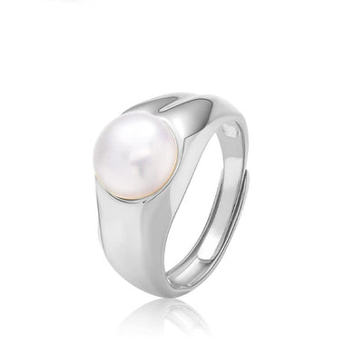 StarGems  Pearl Simplism Adjustable Handmade 925 Sterling Silver Ring C2510