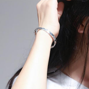 StarGems® Opening Rhombus Surface Handmade 999 Sterling Silver Bangle Cuff Bracelet For Women Cb0019