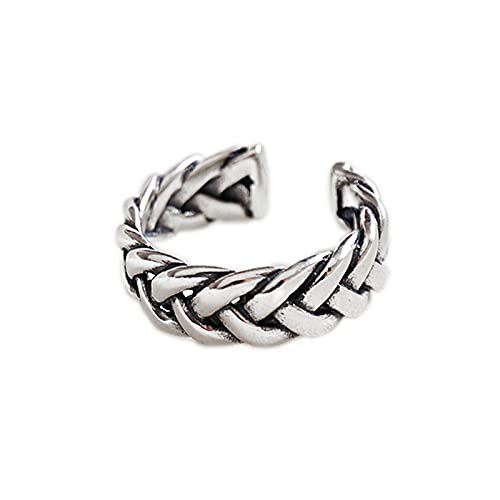 StarGems  Antique Finish Twisted Weaving Adjustable Handmade 925 Sterling Silver Vintage Ring 6.25 C2114