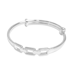 StarGems® Adjustable Square Hollow-out Interlockn Handmade 999 Sterling Silver Bangle Bracelet For Women Cb0195