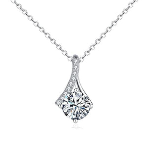 StarGems  1ct Moissanite 925 Silver Platinum Plated&Zirconia Classical Necklace B4608