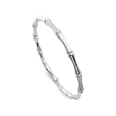 StarGems® Opening Bamboo-shaped Joint Grit Blast Handmade 999 Sterling Silver Bangle Cuff Bracelet For Women Cb0043