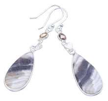 StarGems  Natural Zebra Calcite CitrineHandmade 925 Sterling Silver Earrings 2" F5503