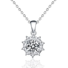 StarGems® 1ct Moissanite 925 Silver Platinum Plated&Zirconia Sun Flower Necklace B4607