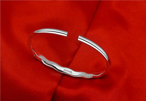 StarGems  Opening Love&rose Handmade 999 Sterling Silver Bangle Cuff Bracelet For Women Cb0102