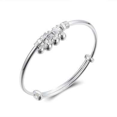 StarGems® Adjustable Bell Handmade 999 Sterling Silver Bangle Bracelet For Women Cb0201