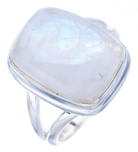 StarGems® Natural Moonstone Handmade 925 Sterling Silver Ring 7.25 F0761