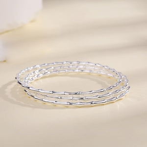 StarGems  Fixed Triple Layer Bamboo-shaped Joint Handmade Stacked 999 Sterling Silver Bangle Bracelets For Women Cb0260